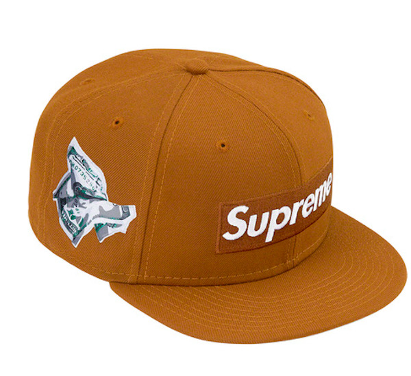 SUPREME FW22 MONEY BOX LOGO NEW ERA FITTED HAT BLACK BROWN GREEN BLUE