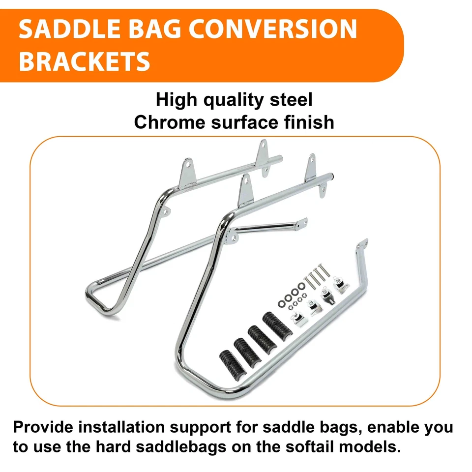 Hard Saddlebags Saddle Bags W/Conversion Brackets For Harley Softail Fatboy FLST - Image 3 of 4