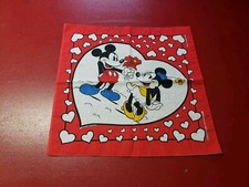 Vintage Walt Disney Co. Bandana Mickey  Minnie U.S.A. 22x22 Cotton Blend Red