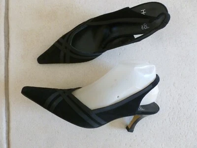SUPERBES ESCARPINS NEUFS MARQUE " HEYRAUD " EN CUIR DAIM NOIR POINTURE 39,5 - Photo 1/4