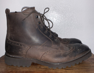 Barney’s New York Men\'s Brown Wingtip Leather Boots Barneys New York | Shoes | Barneys New York Pebblegrain  main image 3
