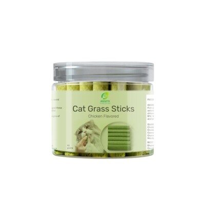 Cat Grass Teething Stick for Cats, Natural Freeze Dried Dental Treats