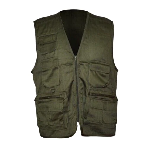 Multi Pocket Hunting Reporter Fishing Vest Dark Green Khaki Size XL NEW