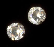 14K Solid Yellow Gold 4mm Round Cut Clear Crystal CZ Solitaire Stud Earrings qd