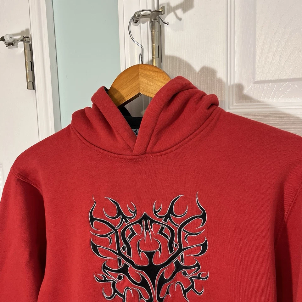 Sudadera con Capucha Silver Point Juvenil Mediana Roja Pullover Tribal Y2K Patinador Sudadera Foto 4 de 4