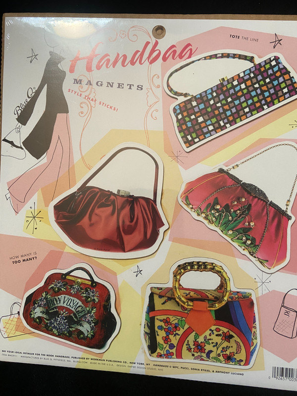 Vintage  Blue Q Women’s Handbags Purses Refrigerator Magnets Set