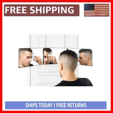 Luxury 3-Way Barber Mirror: Adjustable Height for Effortless Self Haircuts & ...
