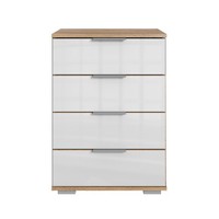 Nachttisch Nachtschrank Nachtkonsole Hoch Boxspringbett Eiche Glasfront Weiß