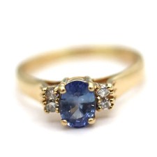 Bague de mariage diamant saphir bleu taille ovale de 3,12 ct en or jaune mass...