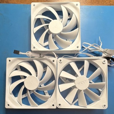 NZXT 120mm White Case Fan Set of 3 3-Pin Plastic Computer Cooling