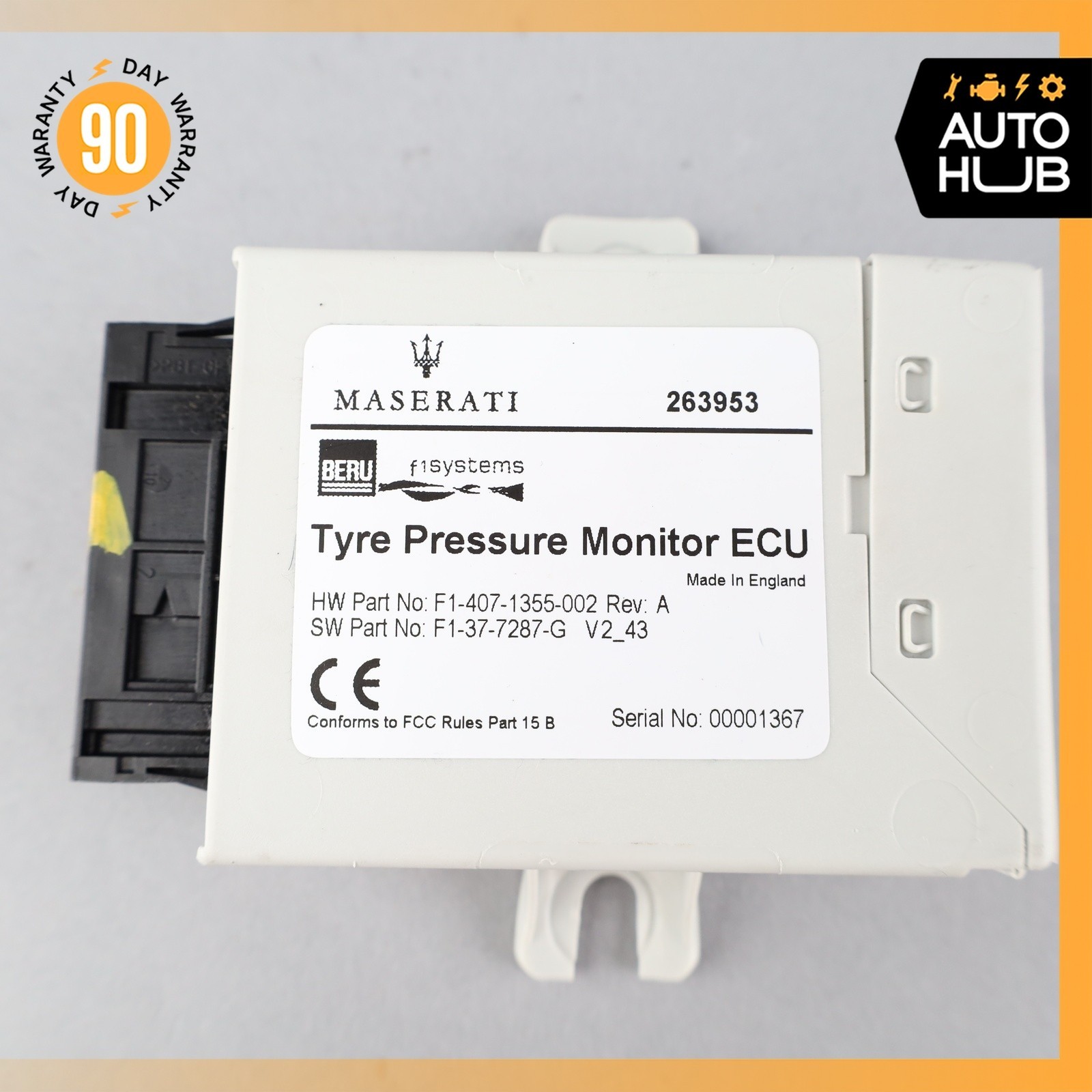 08-16 Maserati GranTurismo M145 Tire Pressure Monitor Module 263953 OEM 45k