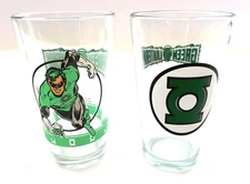 2 Vintage DC Comics GREEN LANTERN Glasses by ICUP Inc