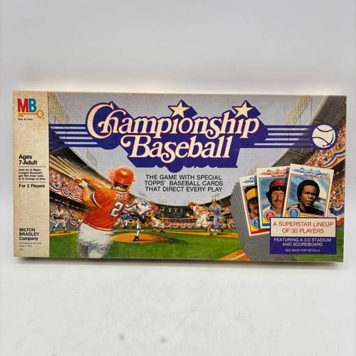 VINTAGE Championship Baseball Game COMPLETE Milton Bradley 1984 Topps Cards