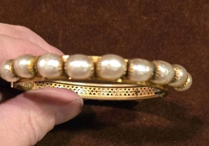 复古签名 Miriam Haskell 人造巴洛克珍珠手链 — 第 3/4 张图片