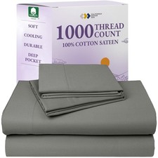 California Design Den King 1000TC Sateen 100 Cotton Sheets 16" Deep Pocket - Gr