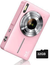 FHD 1080P Digital Point  Shoot Camera 16X Zoom Anti-Shake Compact Kids, Pink