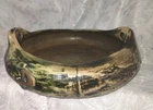 Vtg 1920s Roseville Pottery Imperial Green Textured Low Round CONSOLE BOWL Vase