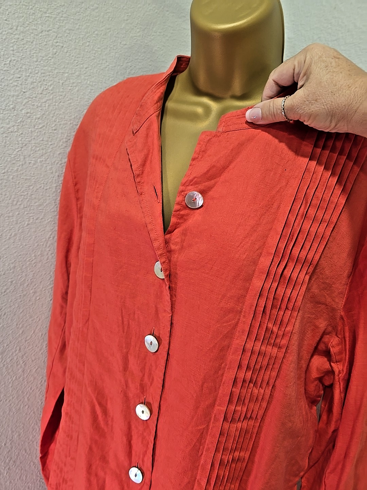 Austin Reed Linen Longline Tunic Top Red Orange Relaxed Fit Womens Sz ...