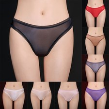 Women Shiny Underwear Sheer See-Through Knickers Briefs Panties Elastic Lingerie