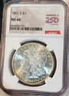 * 1881 S *  NGC MS66 ABSOLUTELY GORGEOUS UNDER-GRADED PRISTINE MORGAN DOLLAR 019