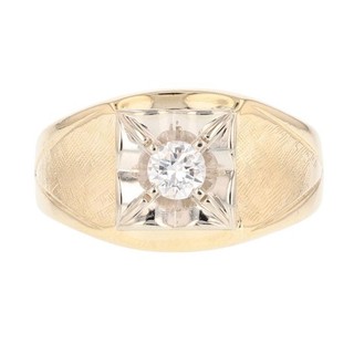 .31ct Diamond Solitaire Textured Wedding Band Ring 14k Multi Tone Gold Size 9.25