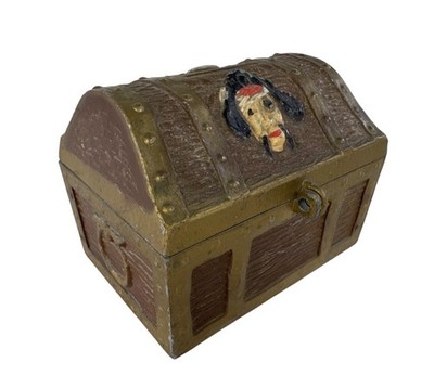 Vintage Pirate Treasure Chest Savings Bank By E.J. Kahn Company Chicago Metal