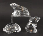 Vintage BACCARAT Crystal Art Glass Paperweight Frog Turtle Rabbit Sculptures