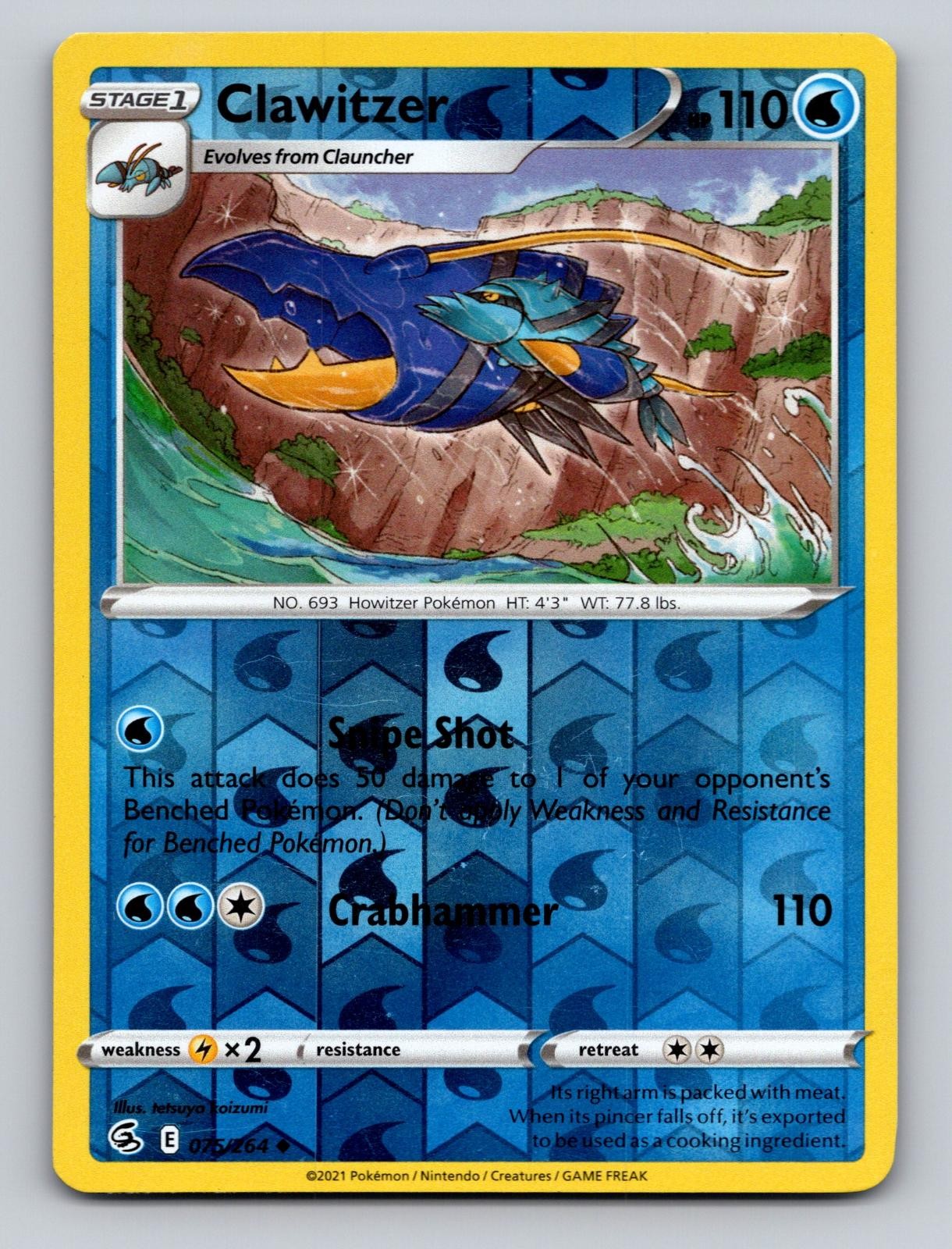 Clawitzer 075/264 Uncommon Fusion Strike Pokemon Reverse Holo LP