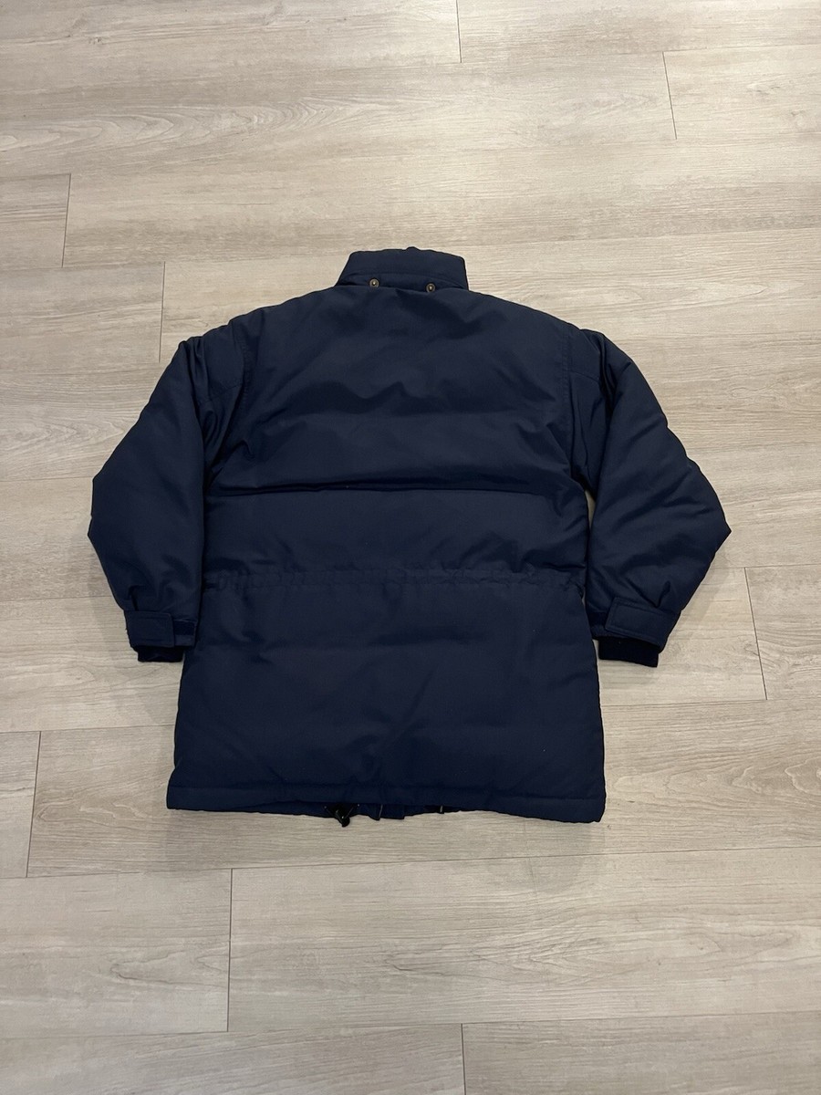 Vintage 90s Lands' End Navy Blue Goose Down Puffer Jacket