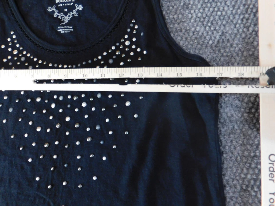 Blusa Sonoma Mujer Mediana Negra Jersey Tanque Clásico Top Casual Adorno Foto 4 de 4