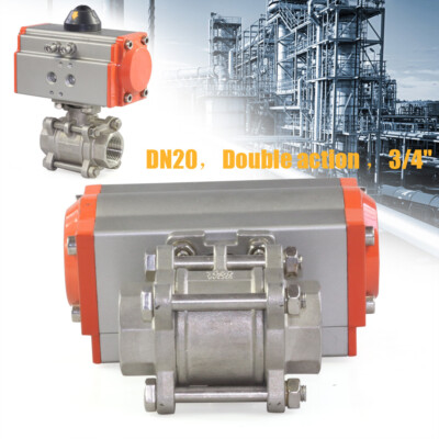 3/4'' Pneumatic Ball Valve Double Acting Air Actuated Ball Valve Stainless Steel
