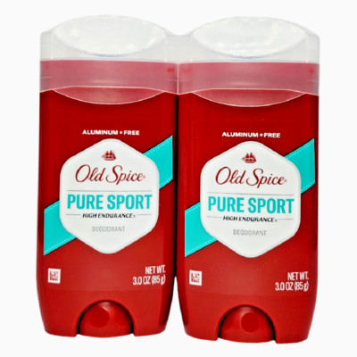 2 x Pack Old Spice Pure Sport Deodorant High Endurance Aluminum Free 3 oz