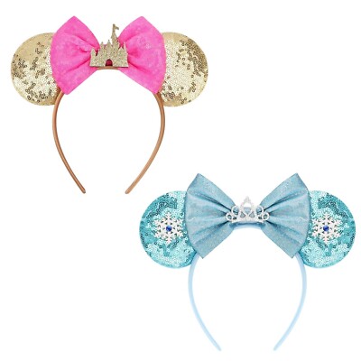 2 PCS Mouse Ears Bow Headbands Glitter Party Decoration Cosplay Costume for Girl
