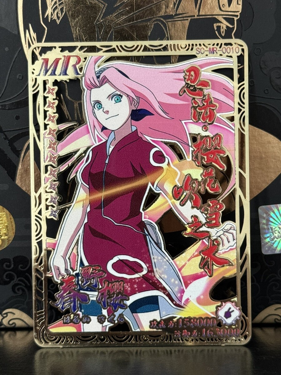 NEW Naruto Card Beautiful Super RARE Sakura MR GOLD METAL CARD