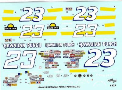 Powerslide 327 #23 Hawaiian Punch 1986 Michael Waltrip 1/24 Decal Nascar