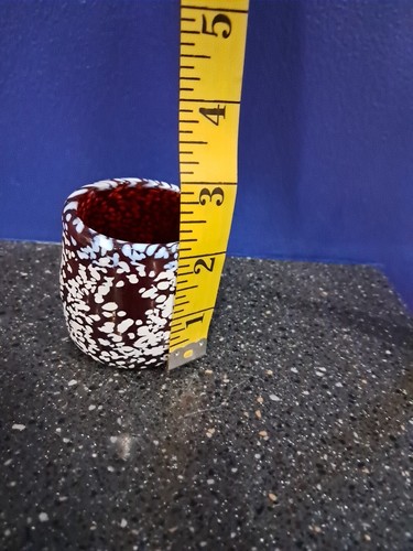 Red/Orange Speckled Hand Blown Glass Candle Holder Votive Tealight - Picture 8 of 8