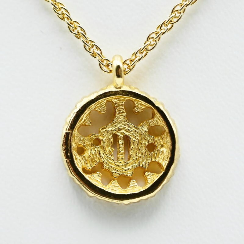 M02-k083 Christian Dior Logo Rhinestone GP Necklace Gold | eBay