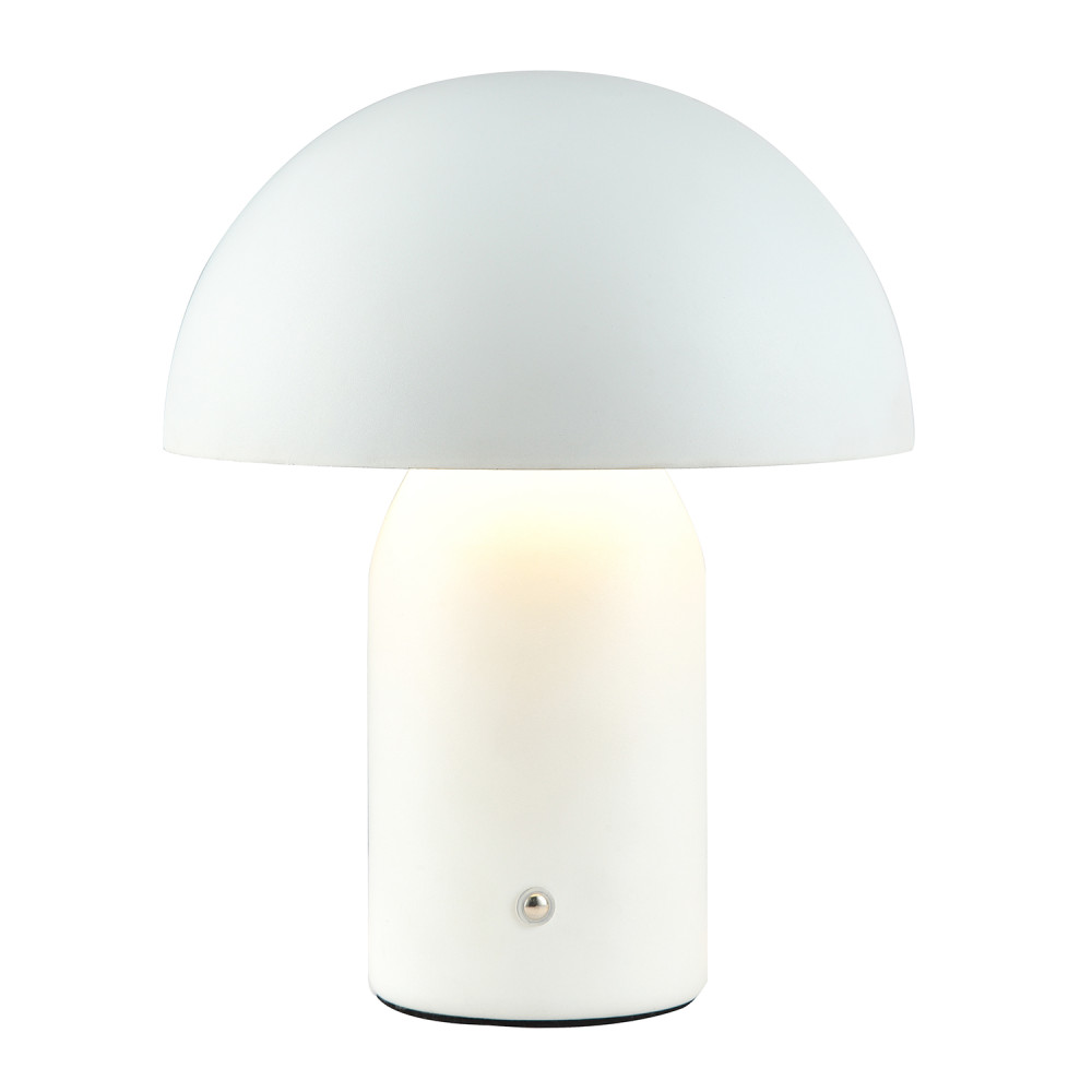 Modern Rechargeable 35cm Mushroom Lamp in Mat White with Touch Dimmer Button ...