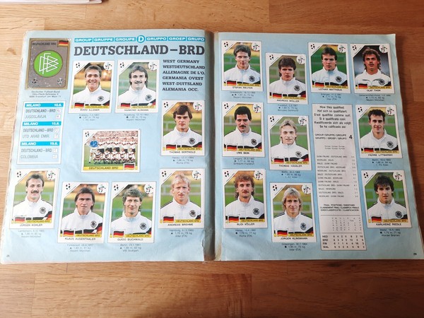 Italia 90 World Cup Panini,Hojas Equipo Alemania,Germany completo original.