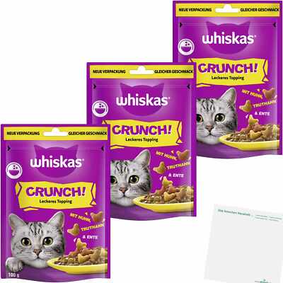 Whiskas Crunch Leckeres Topping mit Huhn Truthahn Ente 3x100g Packung usy Block
