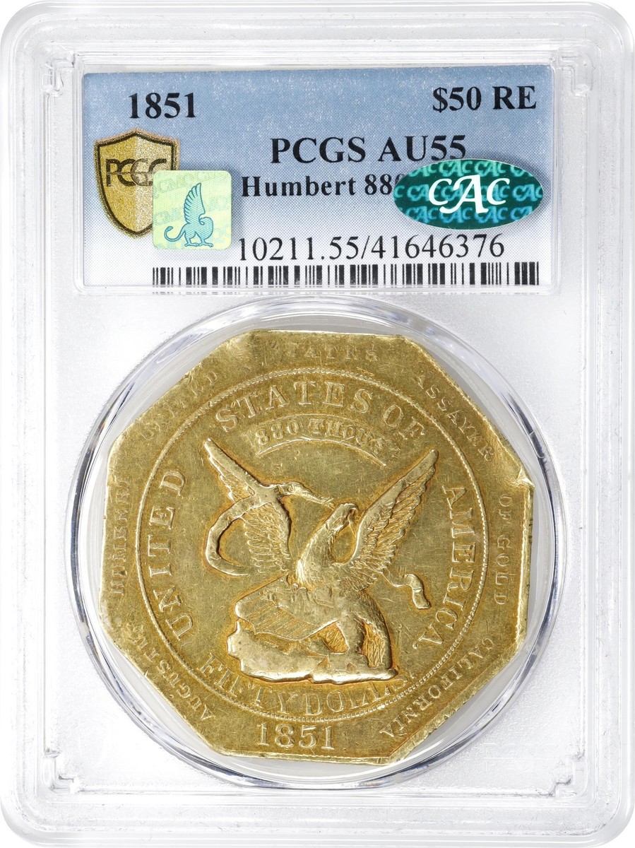 『PCGS AU55』コロンビア50センタボ銀貨（1874年） 1851 HUMBERT $50 PCGS AU 55 | eBay