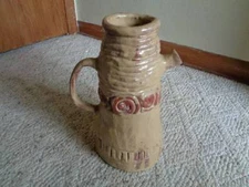 Pottery Water Vessel Pitcher Jug Vase Artist Signed Unusual Vintage Large