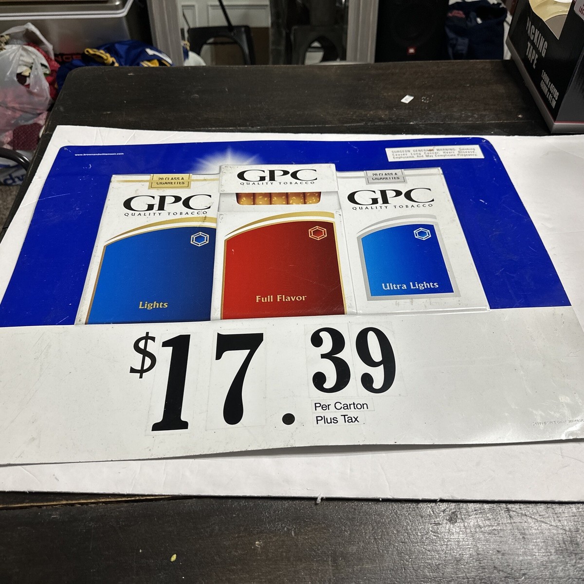 tobacco memorabilia for sale Vintage 1999 GPC Cigarettes Sign Advertising Sign Metal Sign