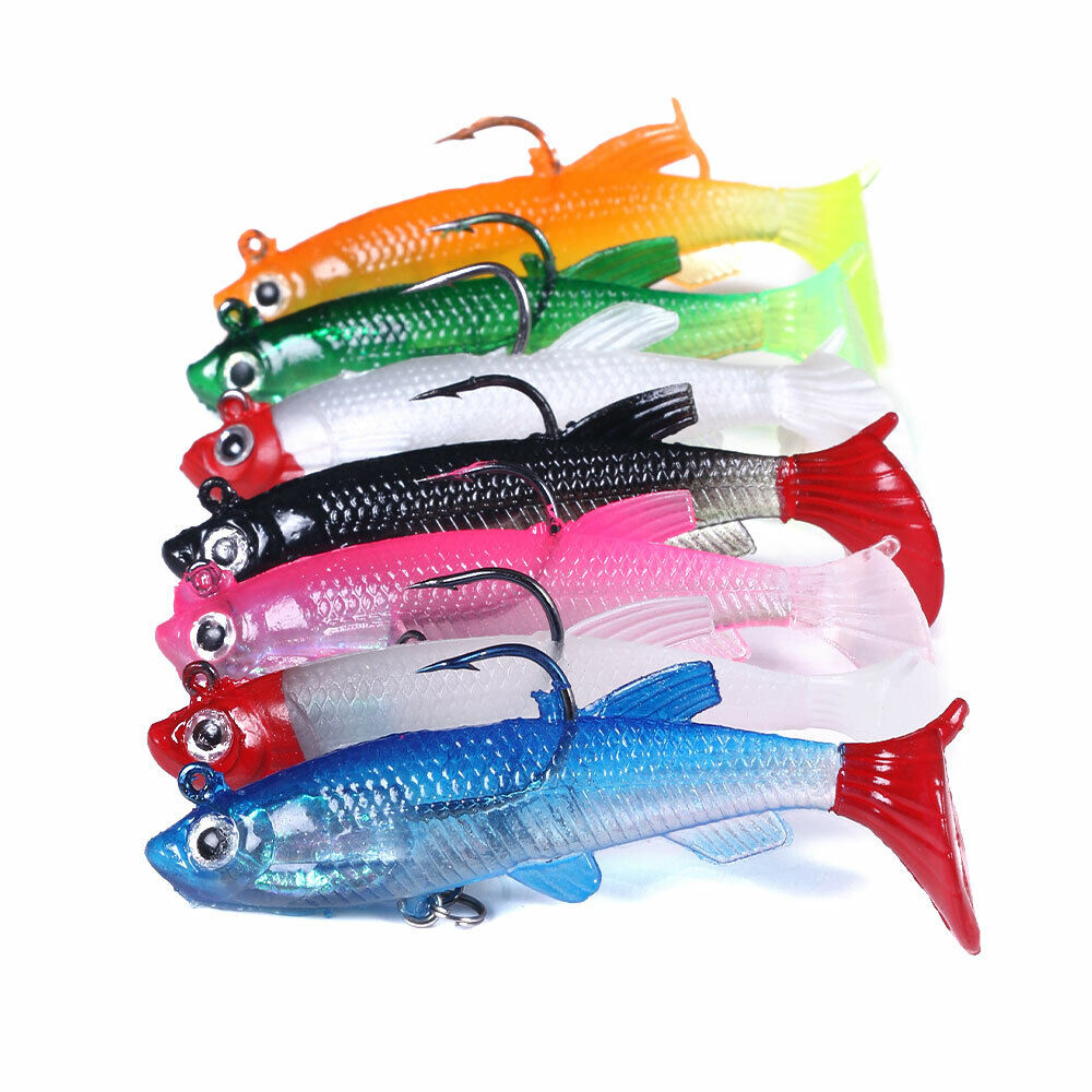 5PCS/Pack Soft Rubber Ice Fishing Lure 7.5cm/12.5g Fish Bait Bass Paddle  Tail