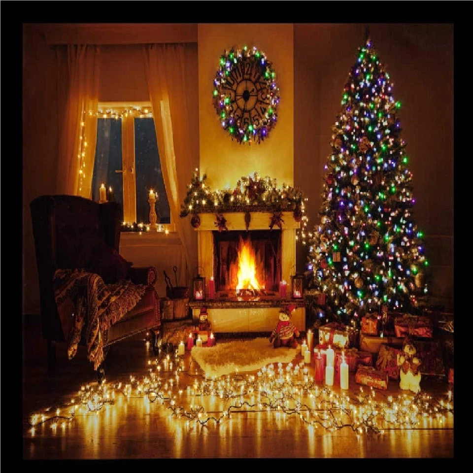 SNOWTIME Fibre Optic Light up LED Canvas/Picture Christmas Tree Fireplace Wreath 40x60cm