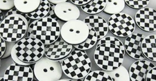 Choose Qty of B&W CHECKERBOARD 2-hole Resin Button 1/2" (13mm) Craft (W304)