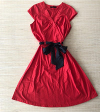 2nd Skin Red Dress Black Satin Tie Belt Made ...