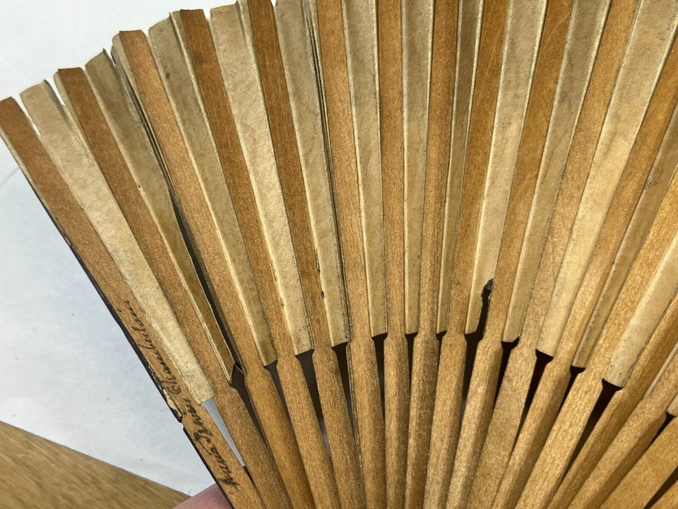 Vintage Folding Hand Fan Romance Marquis 17th Century Couple Costume