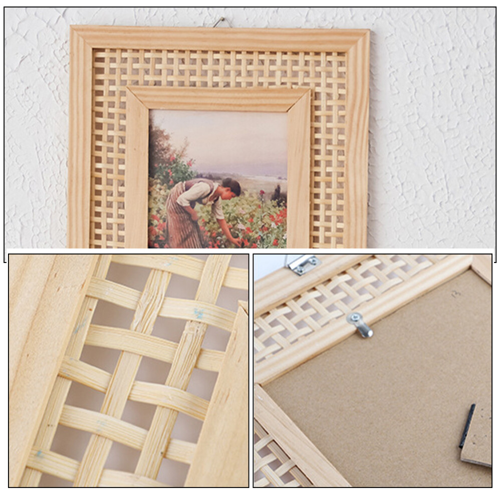 Set of 2 Woven Picture Frame Photo Boho Desk Decor Collage Frames eBay