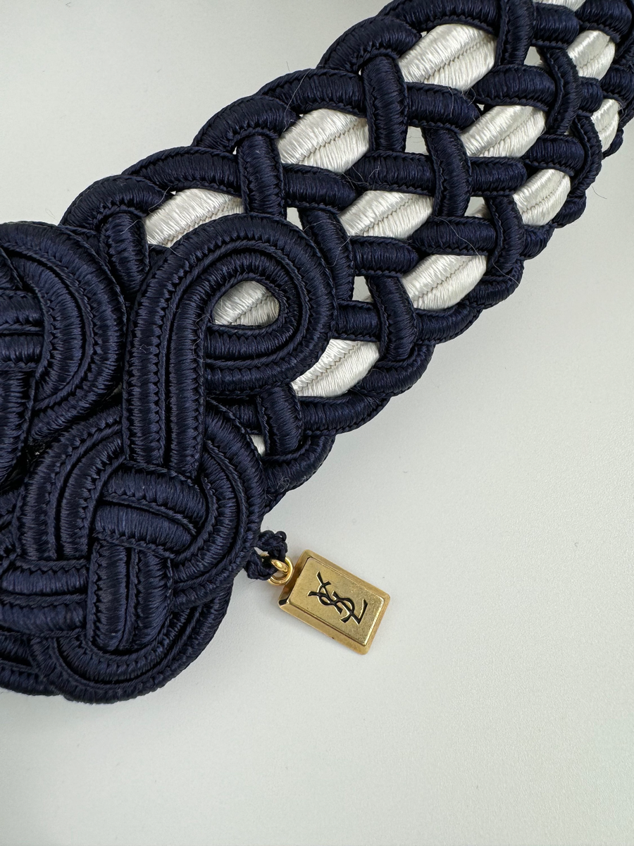 Preloved Vintage Yves Saint Laurent Blue and White Belt 29.5” YSL YVES SAINT LAURENT VINTAGE BELT BLUE WHITE PASSEMENTERIE  main image 2